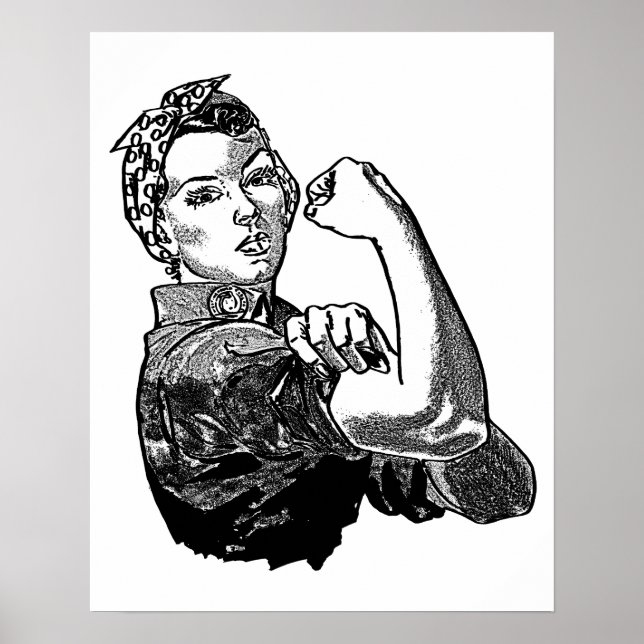 Rosie The Riveter Feminist (Solid-Fill Version) Poster (Front)