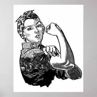 Rosie-The-Riveter Feminist (Transparent-No-Fill) Poster