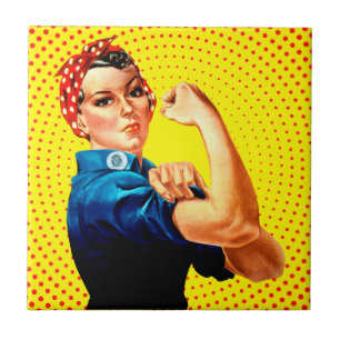 Rosie the Riveter Flexing Muscle - Empowerment Ceramic Tile