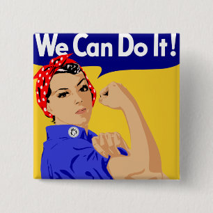 Rosie the Riveter graphic design 15 Cm Square Badge