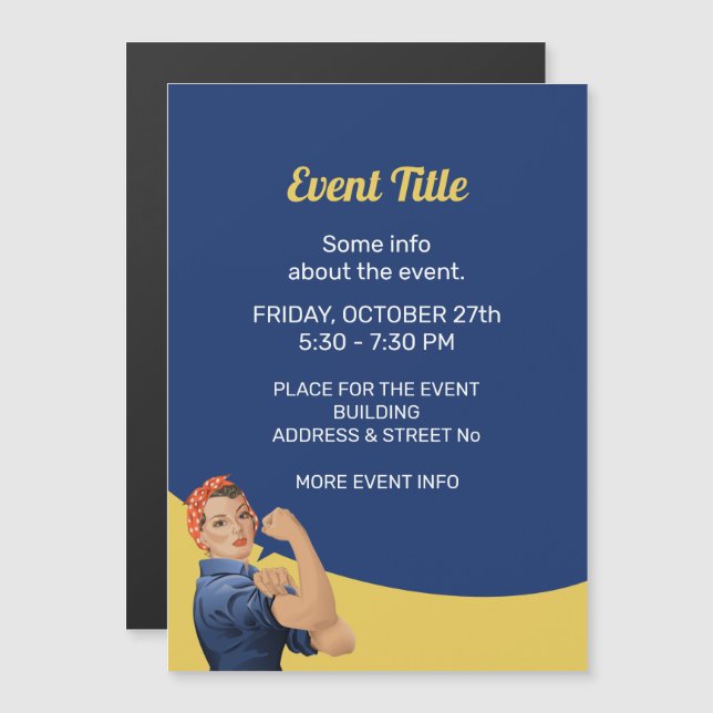 Rosie the Riveter Magnetic Invitation (Front/Back)