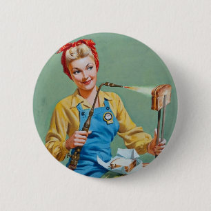 Rosie the Riveter Makes Toasted Cheese 6 Cm Round Badge