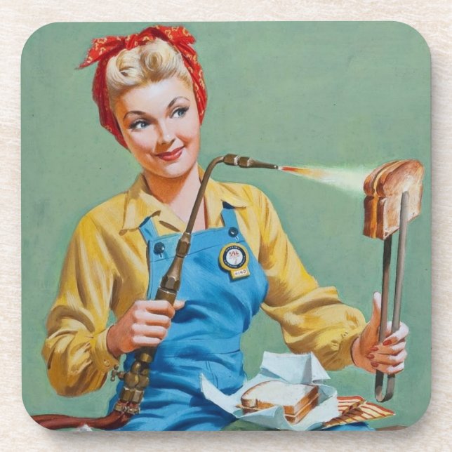 Rosie the Riveter Makes Toasted Cheese Coaster (Front)