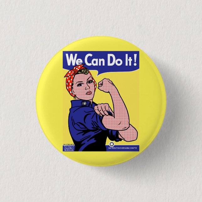 Rosie the Riveter Meet Roy Lichtenstein Pop Art 3 Cm Round Badge (Front)