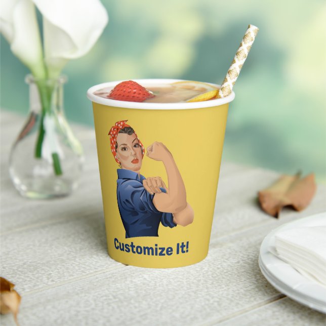 Rosie the Riveter Paper Cups (Insitu)