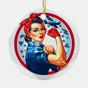 Rosie the Riveter Pin-up Girl Christmas Ornament