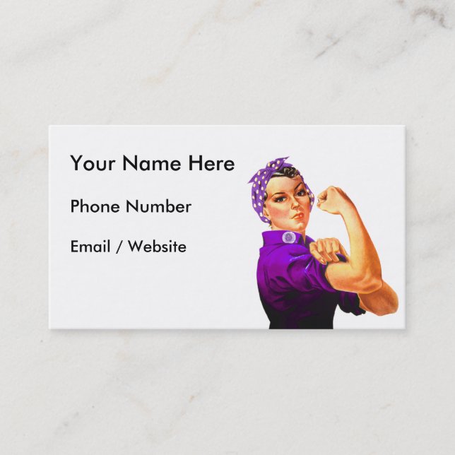 Rosie The Riveter - Purple Fibromyalgia Business Card (Front)