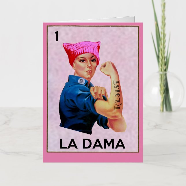 Rosie the Riveter Resists La Dama Loteria  Foil Greeting Card (Front)