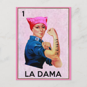 Rosie the Riveter Resists La Dama Loteria  Holiday Postcard
