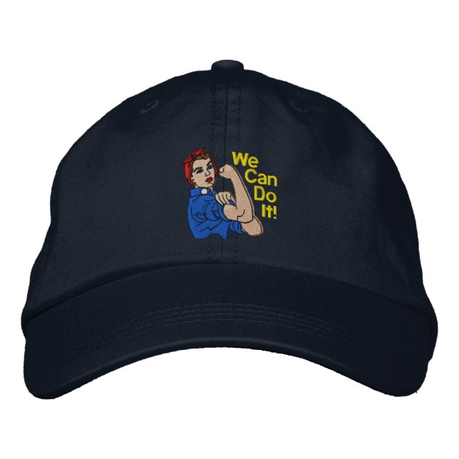 Rosie The Riveter Retro Style Embroidery Embroidered Hat (Front)