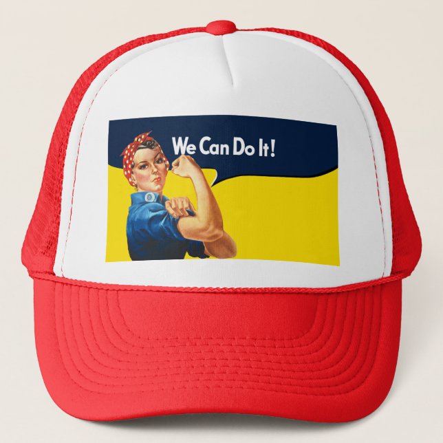 Rosie The Riveter Retro Style Trucker Hat (Front)
