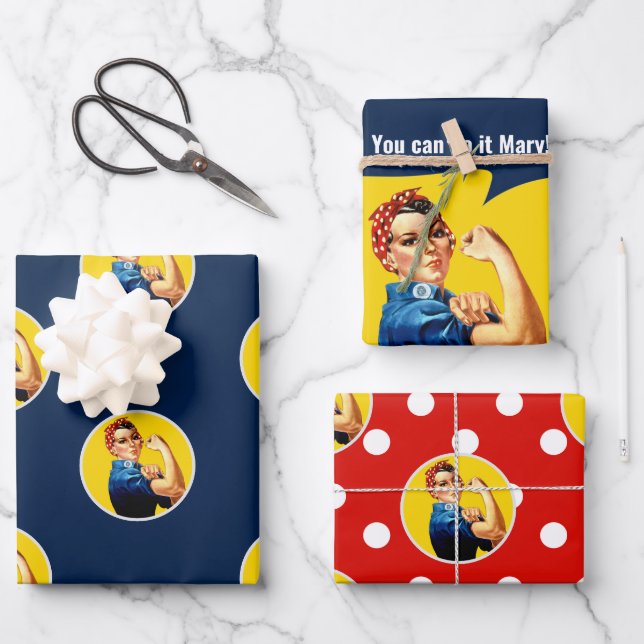 Rosie the Riveter Set 1 |  Wrapping Paper Sheet (Front)