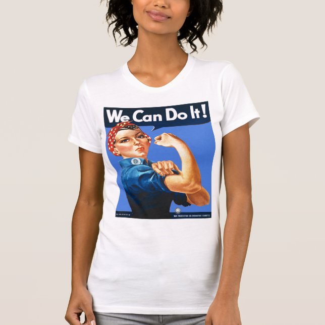 Rosie the Riveter Solid Blue T-Shirt (Front)