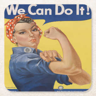 Rosie the Riveter Square Paper Coaster