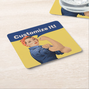 Rosie the Riveter Square Paper Coaster