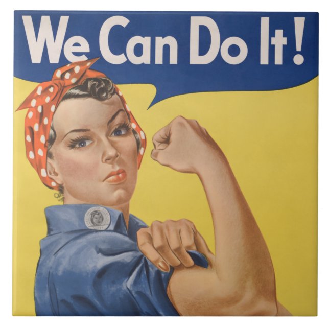 Rosie the Riveter: Strong Women Female Empowerment Ceramic Tile (Front)