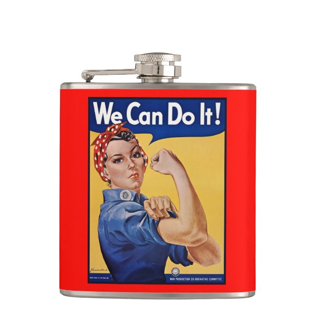 Rosie the Riveter: Strong Women Female Empowerment Hip Flask (Front)