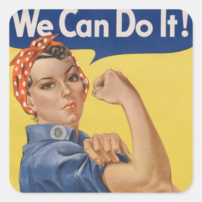 Rosie the Riveter: Strong Women Female Empowerment Square Sticker (Front)