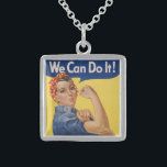 Rosie the Riveter: Strong Women Female Empowerment Sterling Silver Necklace<br><div class="desc">Rosie the Riveter, a symbol of female empowerment, emerged during World War II when millions of women entered the workforce to support the war effort. These women, often referred to as "Rosies, " took on traditionally male-dominated jobs in factories and shipyards, proving their capability and determination. Their contributions were vital...</div>