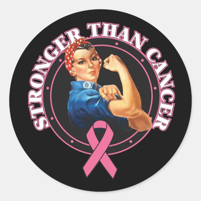 Rosie The Riveter Stronger Than Breast Cancer Classic Round Sticker (Front)