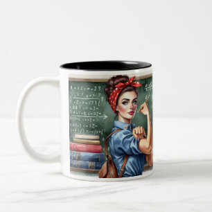 Rosie the Riveter Teacher  Two-Tone Coffee Mug