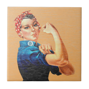 Rosie the Riveter Vintage Empowerment Ceramic Tile