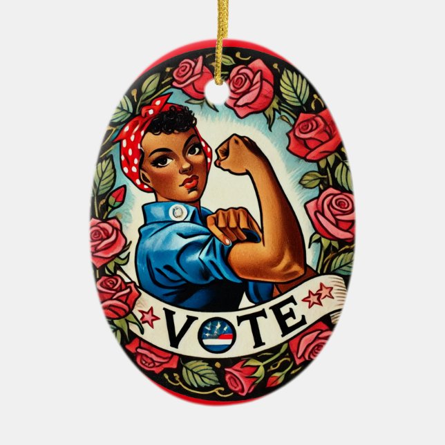 Rosie the Riveter Vote                             Ceramic Ornament (Front)