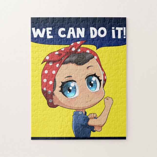 Rosie the Riveter  We Can Do It Chibi Girl Anime Jigsaw Puzzle (Vertical)