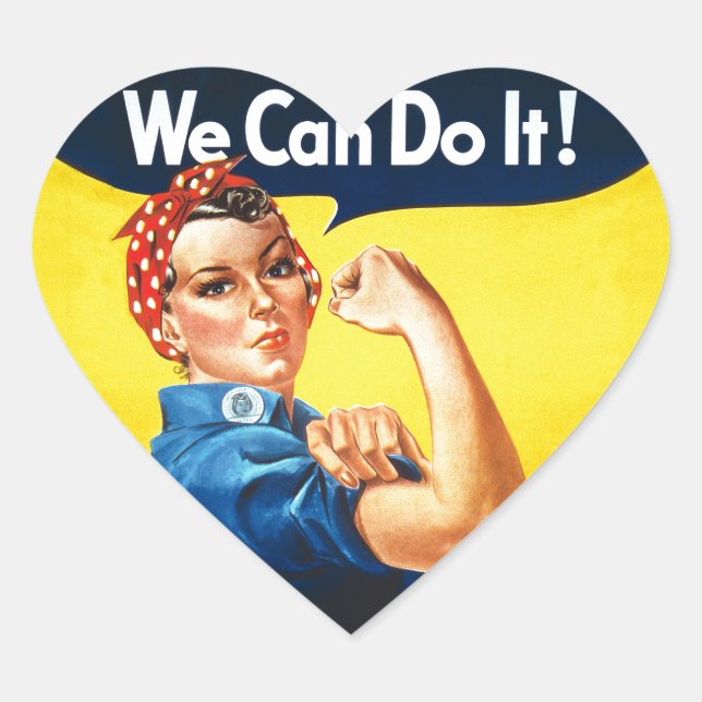 Rosie the Riveter – “We Can Do It!” Heart Sticker (Front)