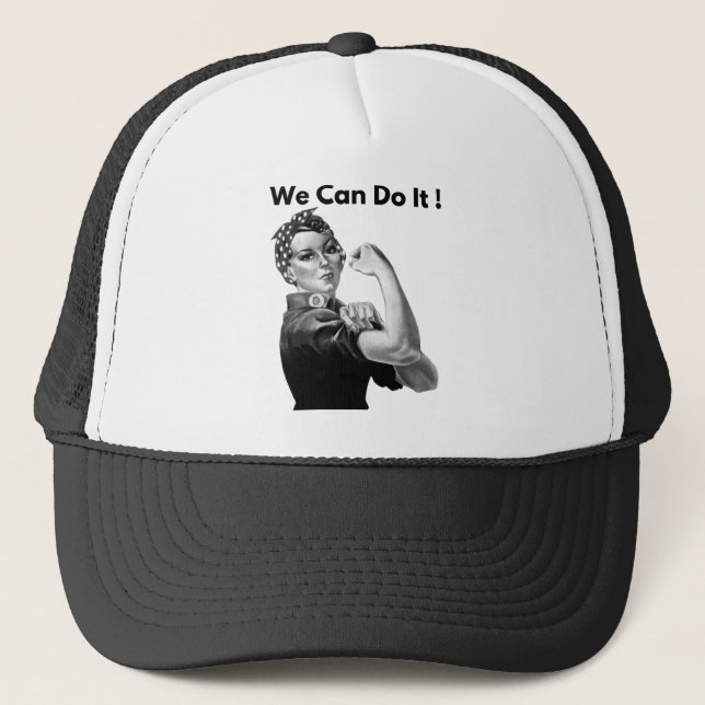 Rosie The Riveter We Can Do It Trucker Hat (Front)