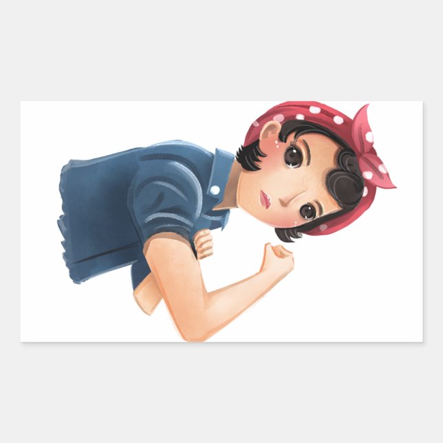 rosie the riveter women we can do it! WWII Rectangular Sticker (Front)