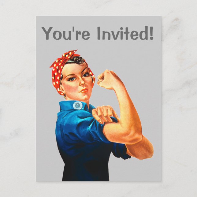 Rosie The Riveter WWII Poster Invitation Postcard (Front)