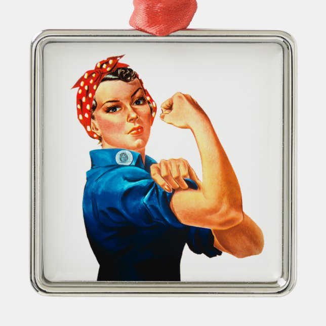 Rosie The Riveter WWII Poster Metal Tree Decoration (Front)