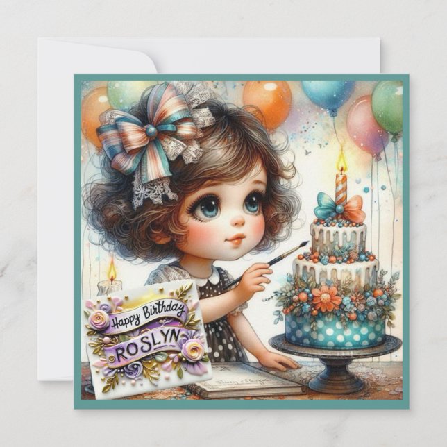 ROSLYN ~ Happy Birthday ~ Cake Decorating ~ (Front)