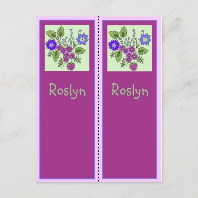Roslyn Personalised Bookmark Postcard (Front)