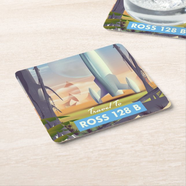 Ross 128 B Science fiction poster Square Paper Coaster (Angled)