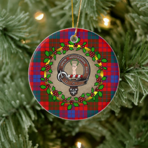 Ross Clan Badge & Tartan Personalised Christmas Ceramic Ornament