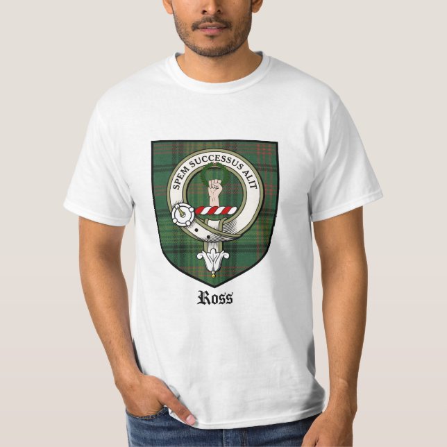 Ross Clan Crest Badge Tartan T-Shirt (Front)