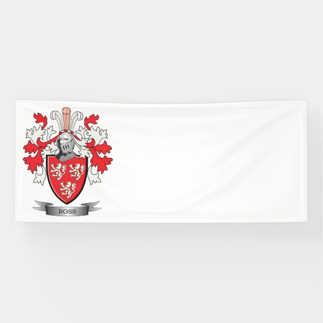 Ross Family Crest Coat of Arms Banner (Horizontal)