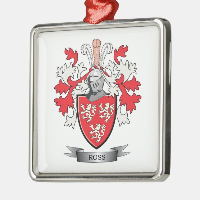 Ross Family Crest Coat of Arms Metal Ornament (Left)