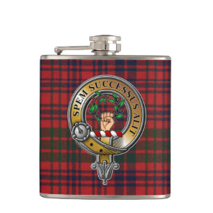 Ross Tartan & Badge Hip Flask