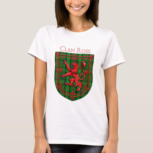 Ross Tartan Scottish Plaid Lion Rampant T-Shirt (Front)