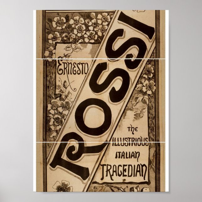 Rossi, 'Italian Tragedian' Retro Theatre Poster (Front)