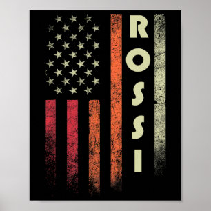 Rossi Surname Funny Retro Vintage Birthday America Poster
