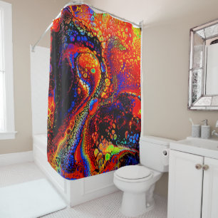 Rosso Corsa, Navy Blue, Emerald acrylic painting Shower Curtain