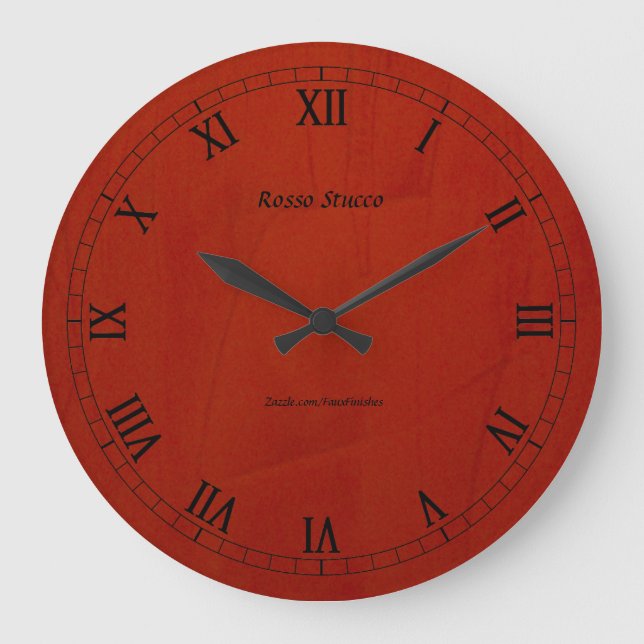 Rosso Stucco Faux Finish Round Wallclock (Front)