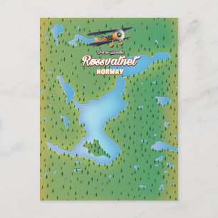 Røssvatnet Norway lake map art print. Postcard