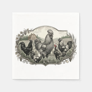 Roster in the farm napkin
