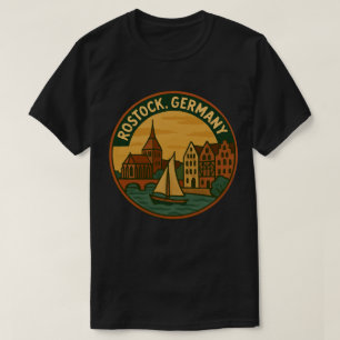Rostock Germany Sailboat Art T-Shirt