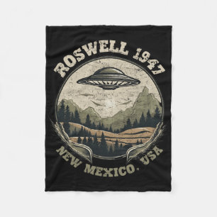 Roswell 1947 Abduction New Mexico Ufo Vintage Alie Fleece Blanket